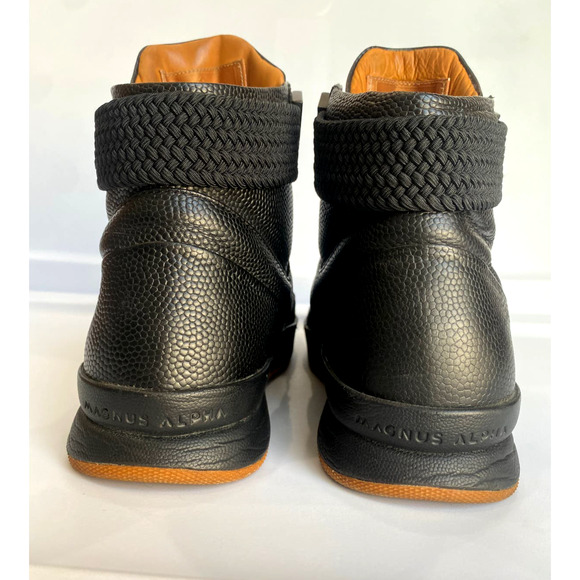 Magnus Alpha Men's sneaker High Top black on black calfskin leather size 9.5 - Picture 7 of 12